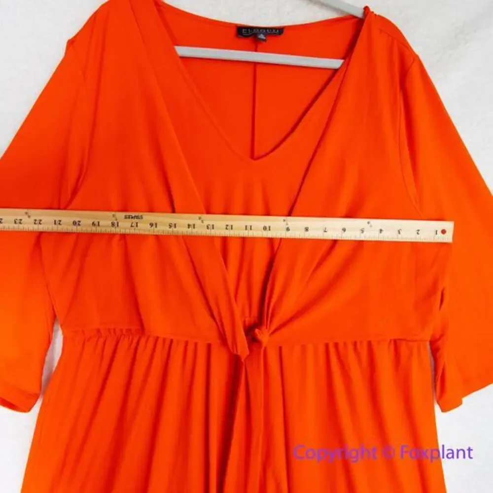 New! Eloquii‎ orange red tie front V neck bell sleeve dress, size 20
